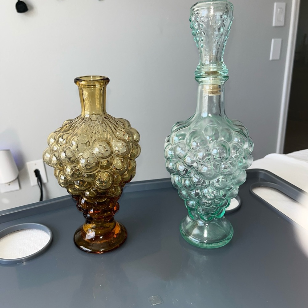 Two MCM grape shaped decanters